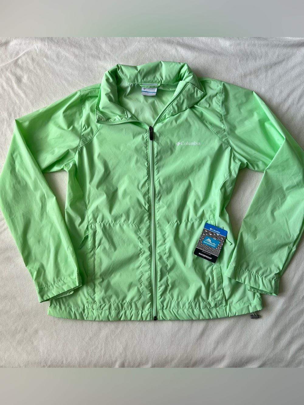 Colombia Waterproof NWT Raincoat Windbreaker lime green Lightweight Size M
